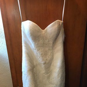 Oleg Cassini Strapless Sweetheart Neckline Beaded Lace Wedding Dress